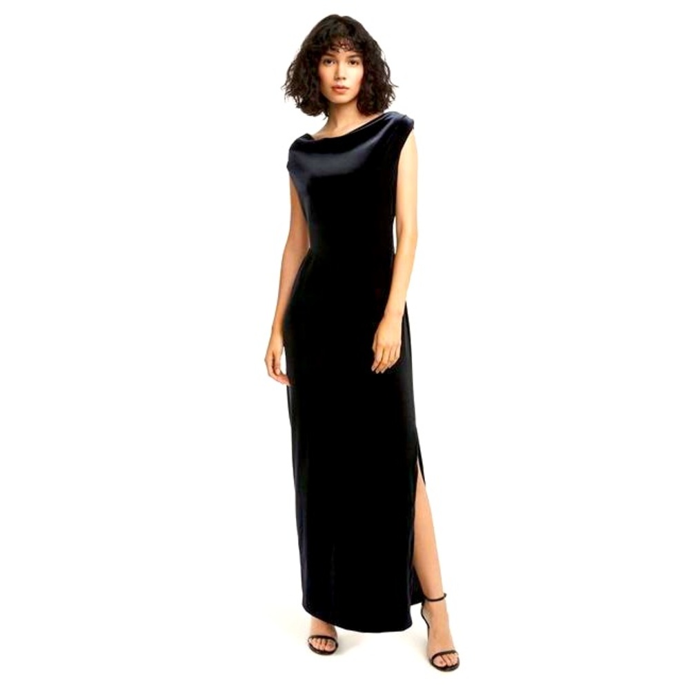 NWT Black Velvet Floor Length Brooks Brothers Dress XS
